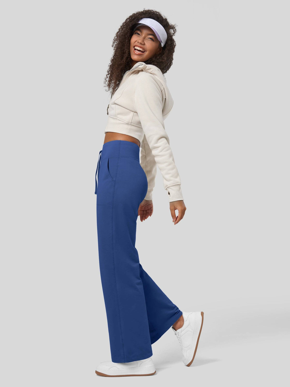 Lavisa - Women's Fleece Lined Wide Leg Lounge Pants with Drawstring