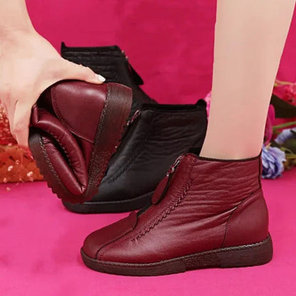 Women's Fleece-Lined Slip-Resistant Winter Ankle Boots - Back View | Lavisa