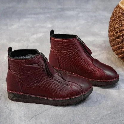 Women's Fleece-Lined Slip-Resistant Winter Ankle Boots - Close-Up Texture & Detail | Lavisa