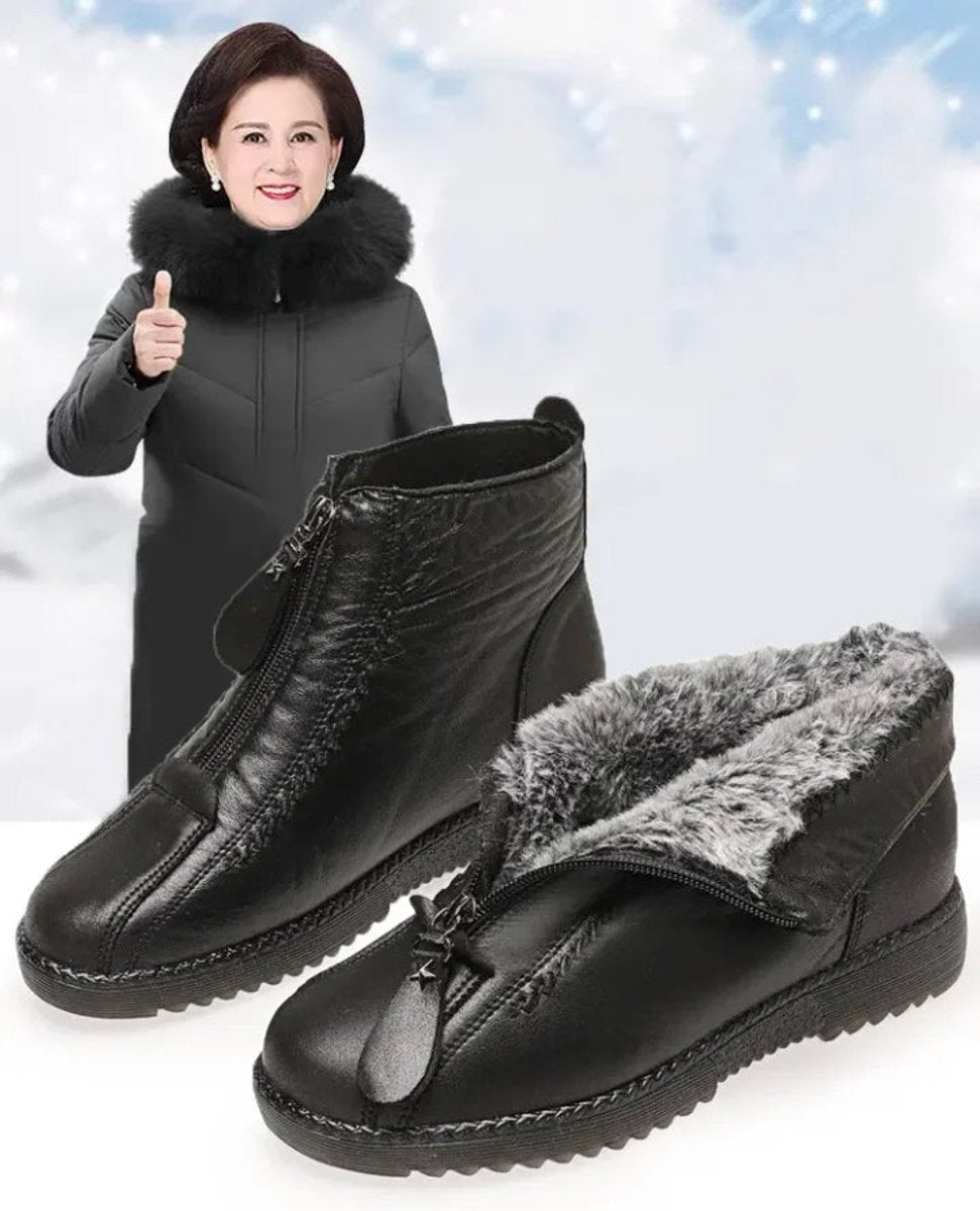 Women's Fleece-Lined Slip-Resistant Winter Ankle Boots - Variant Angle | Lavisa