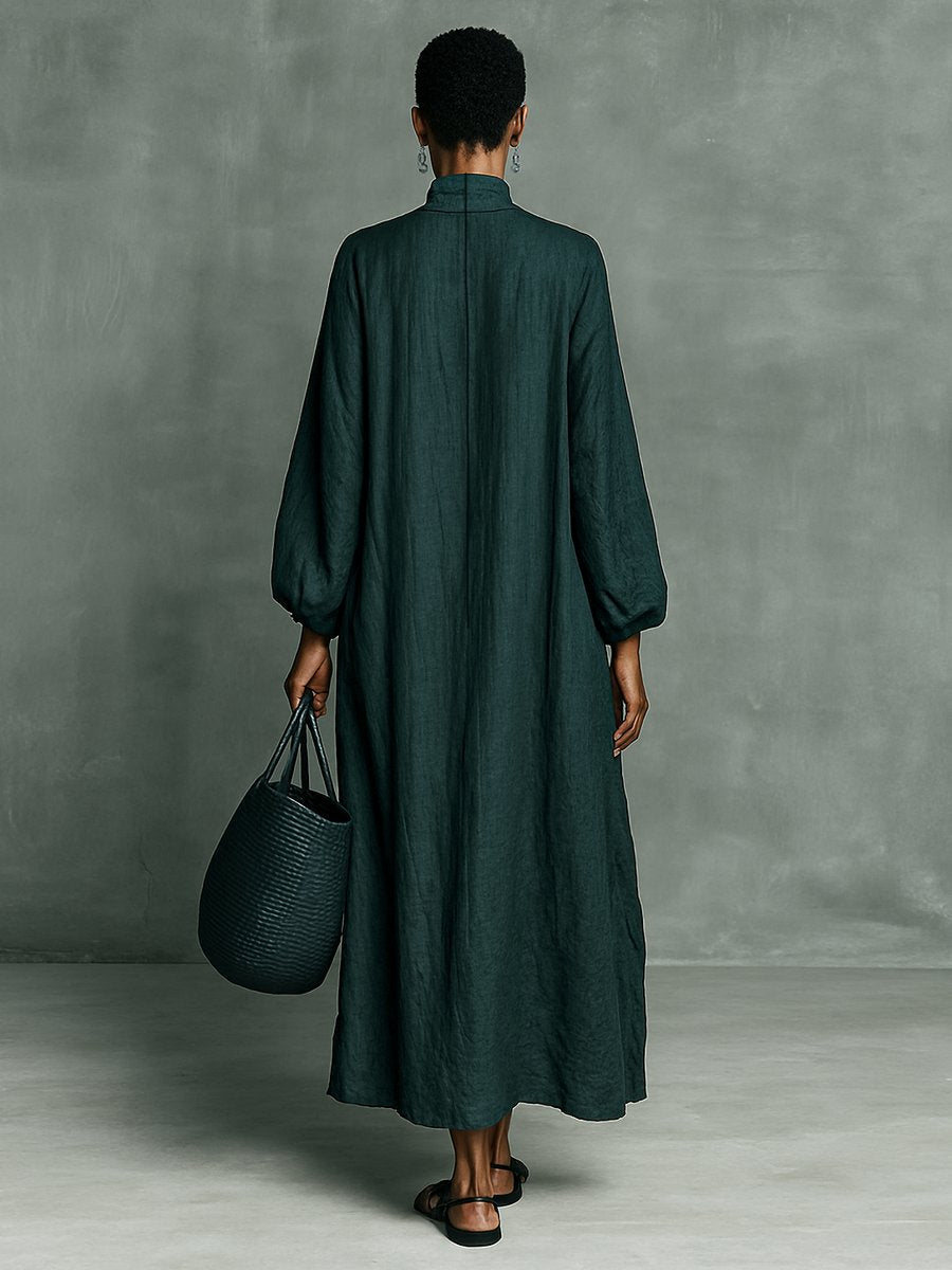 Lavisa - Floral Embroidered Mock Neck Maxi Dress