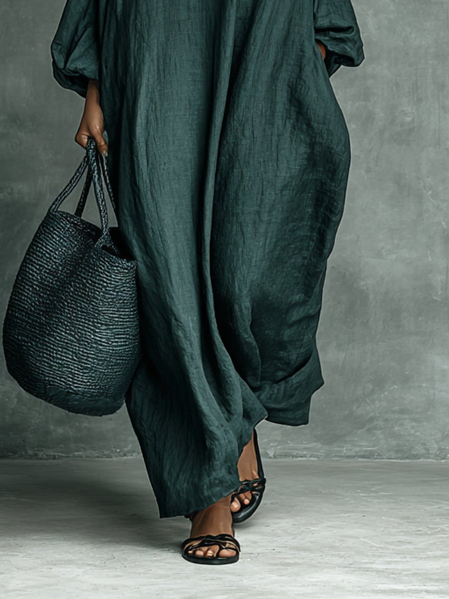 Lavisa - Floral Embroidered Mock Neck Maxi Dress