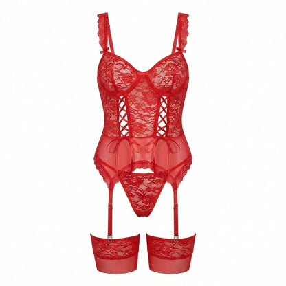Women's Floral Lace Underwired Bustier Lingerie Set - Variant Style 13 | Lavisa