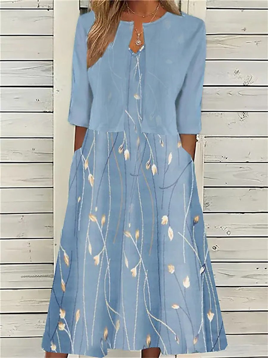 Floral Two Piece A Line Midi Dress - Side Angle | Lavisa