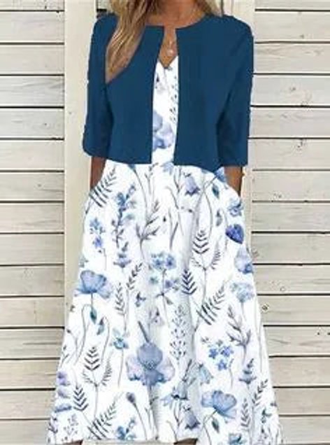 Lavisa - Floral Two Piece A Line Midi Dress