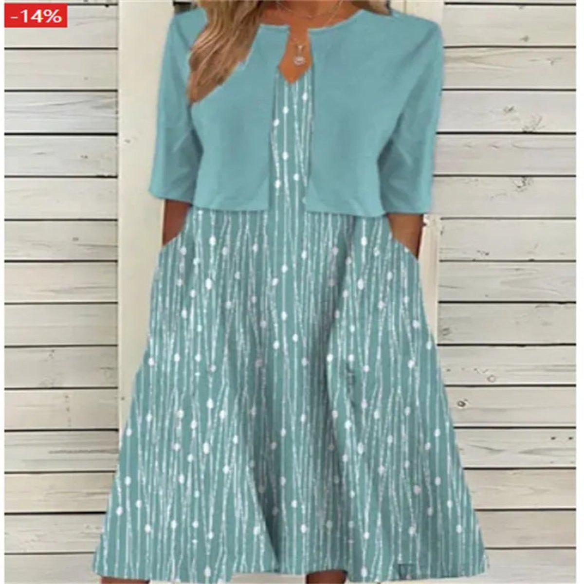 Floral Two Piece A Line Midi Dress - Back View | Lavisa