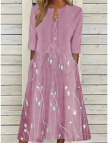 Floral Two Piece A Line Midi Dress - Close-Up Fabric Texture | Lavisa