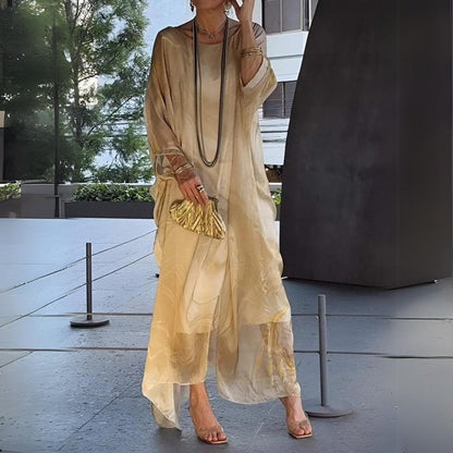 Flowing Oversized Maxi Long Sleeve Dress - Side Angle | Lavisa