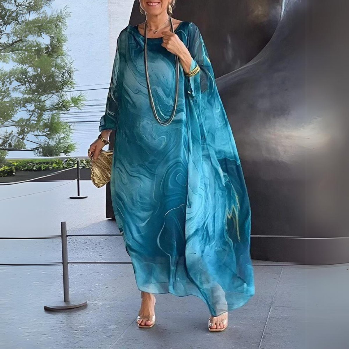 Flowing Oversized Maxi Long Sleeve Dress - Variant Style 8 | Lavisa