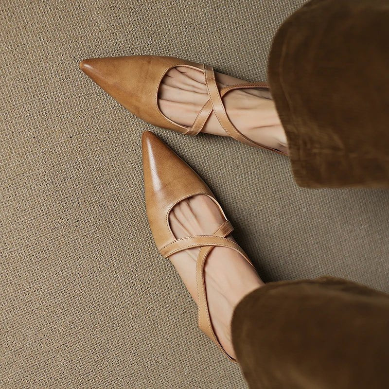 Women's Genuine Leather Cross-Strap Pointed-Toe Mules - Variant Style 12 | Lavisa