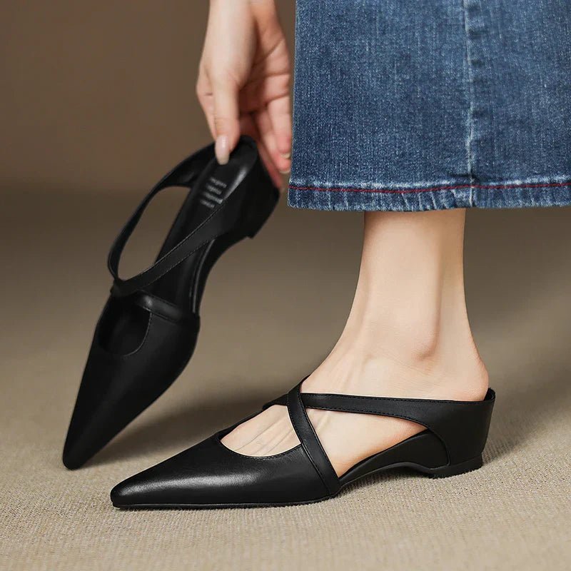 Women's Genuine Leather Cross-Strap Pointed-Toe Mules - Variant Style 13 | Lavisa