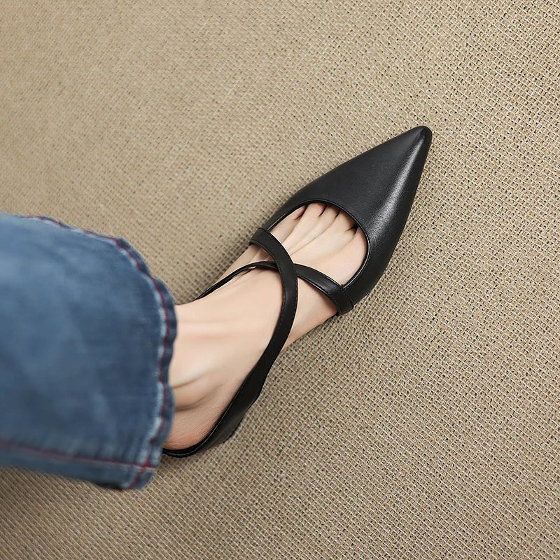 Women's Genuine Leather Cross-Strap Pointed-Toe Mules - Variant Style 18 | Lavisa