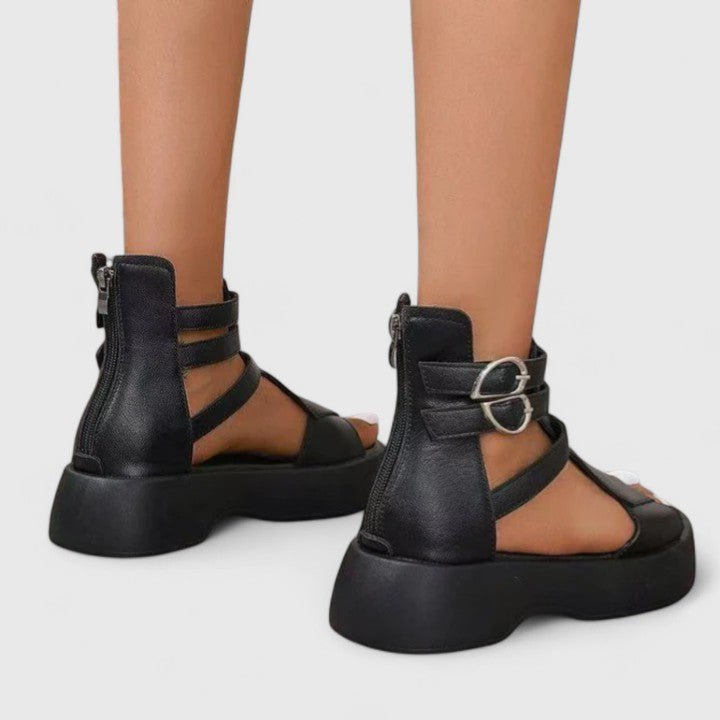 Lavisa - Women's Gladiator Platform Sandals Double-Buckle Ankle-Strap Open-Toe