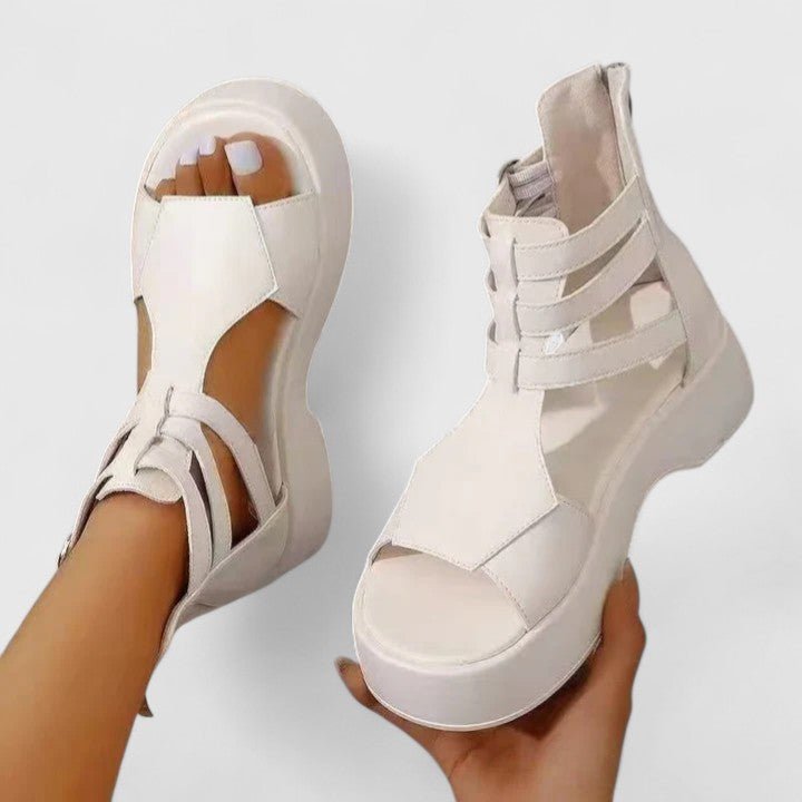 Lavisa - Women's Gladiator Platform Sandals Double-Buckle Ankle-Strap Open-Toe