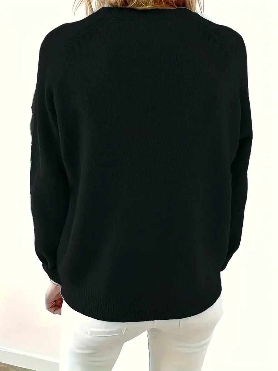 Lavisa - Women's Half-Button V-Neck Knit Sweater Relaxed Pullover Jumper