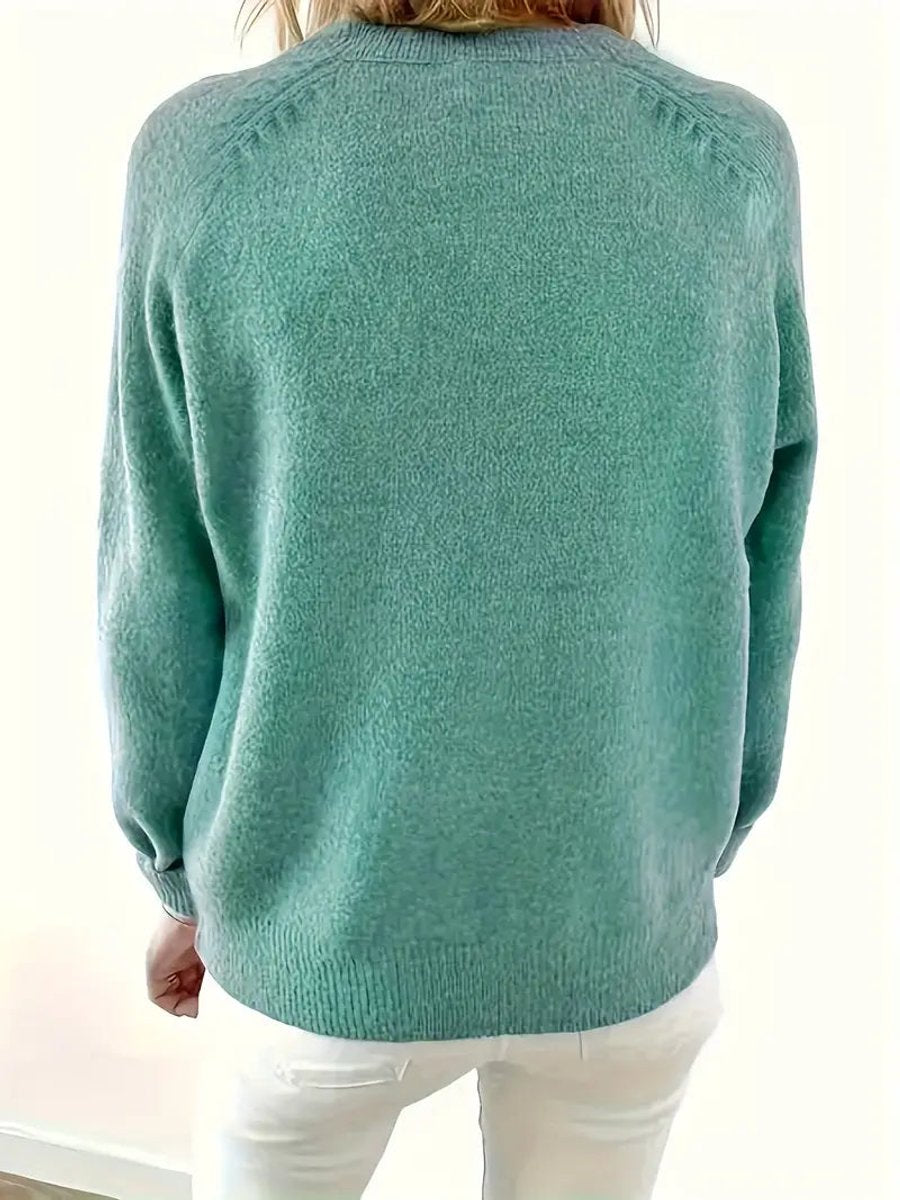 Lavisa - Women's Half-Button V-Neck Knit Sweater Relaxed Pullover Jumper