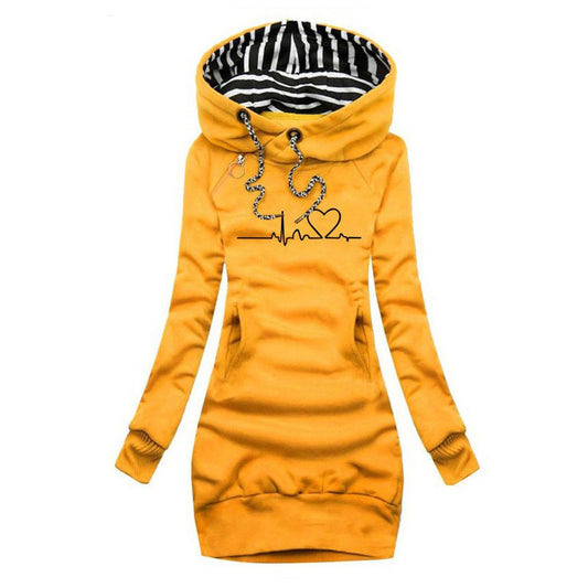 Lavisa - Heartbeat Print Hooded Jumper Dress