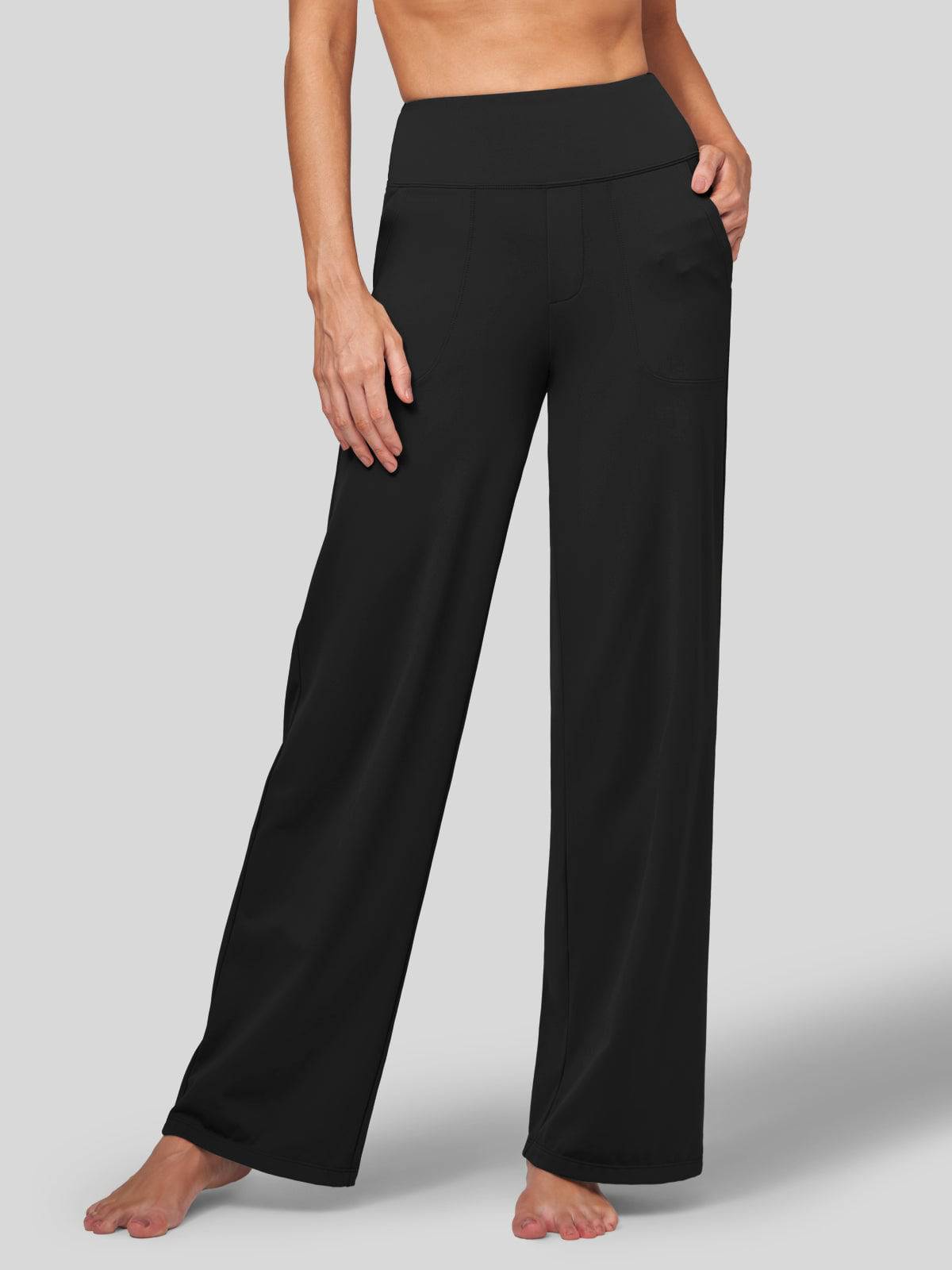 Lavisa - Women's High Rise Yoga Dress Pants - Wide Leg Work Trousers