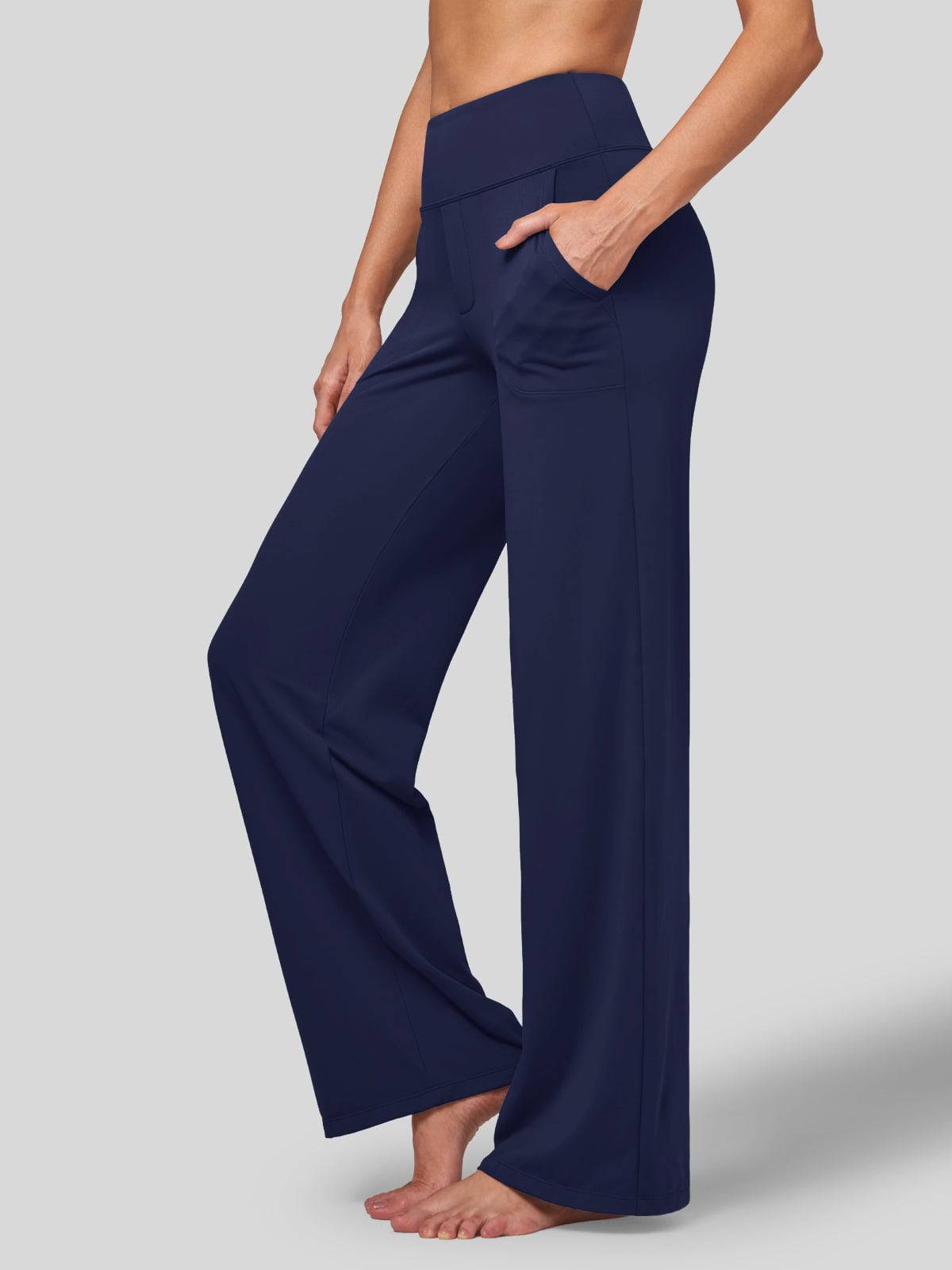 Lavisa - Women's High Rise Yoga Dress Pants - Wide Leg Work Trousers