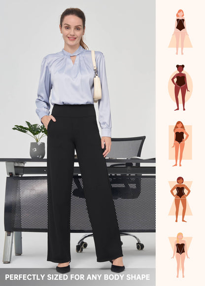 Lavisa - Women's High Rise Yoga Dress Pants - Wide Leg Work Trousers