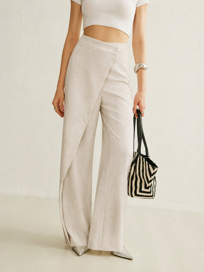 Lavisa - Womens Asymmetric Wrap Wide Leg Pants