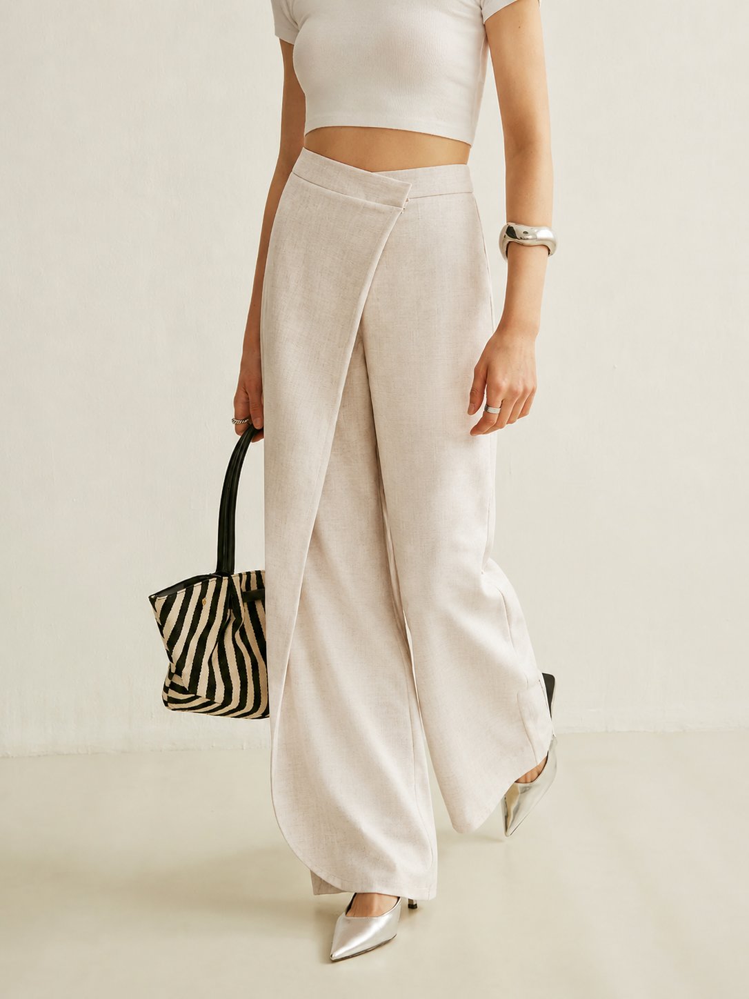 Lavisa - Womens Asymmetric Wrap Wide Leg Pants