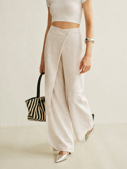 Lavisa - Womens Asymmetric Wrap Wide Leg Pants