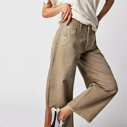Lavisa - Women's High-Waist Barrel-Leg Relaxed-Fit Denim Jeans