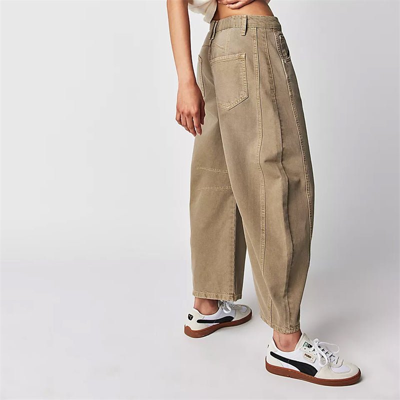 Lavisa - Women's High-Waist Barrel-Leg Relaxed-Fit Denim Jeans