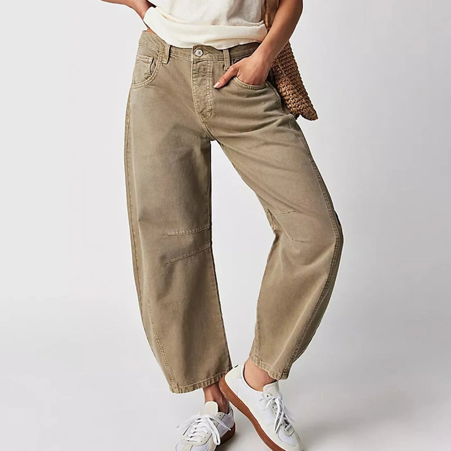 Lavisa - Women's High-Waist Barrel-Leg Relaxed-Fit Denim Jeans