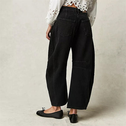 Lavisa - Women's High-Waist Barrel-Leg Relaxed-Fit Denim Jeans