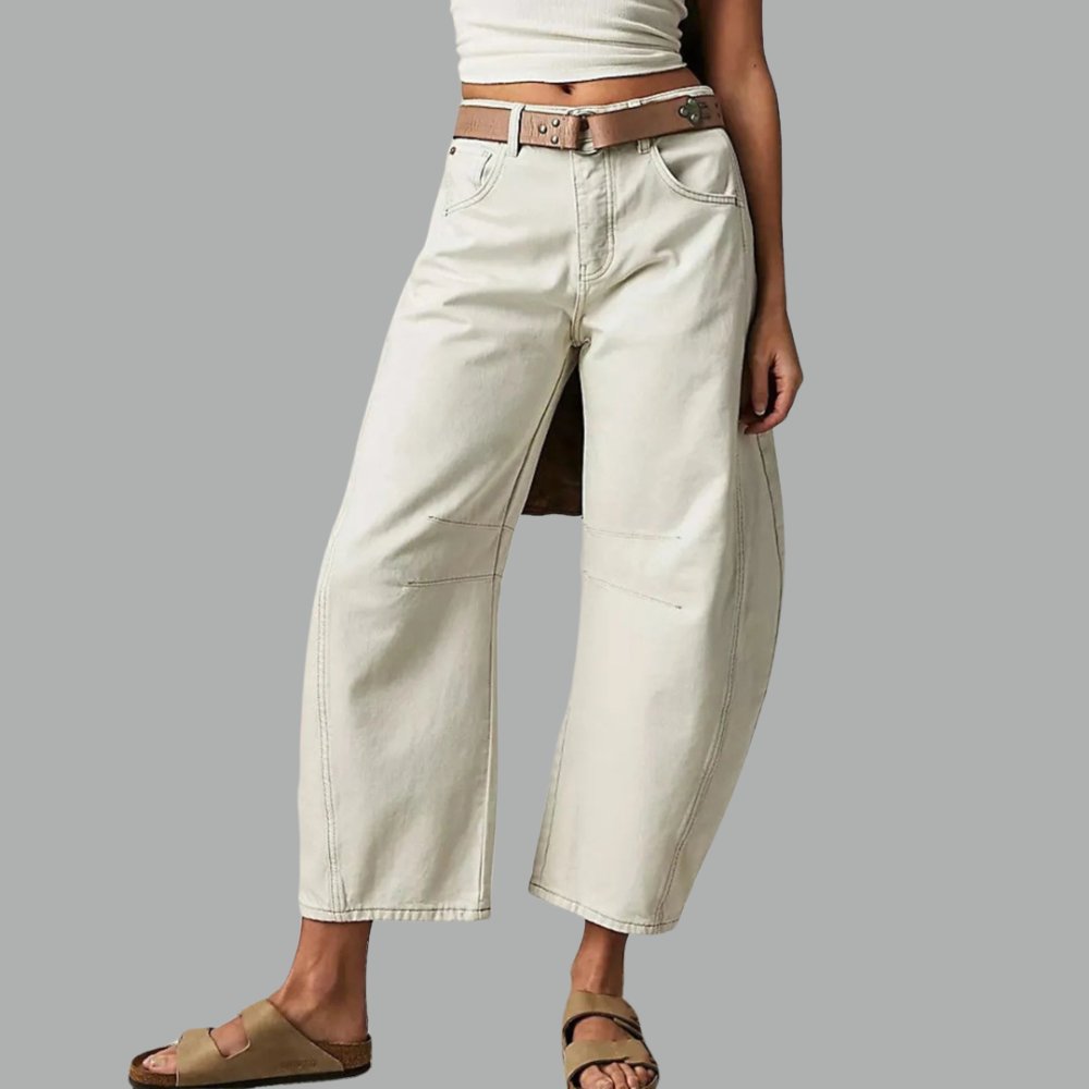 Lavisa - Women's High-Waist Barrel-Leg Relaxed-Fit Denim Jeans