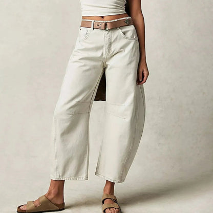 Lavisa - Women's High-Waist Barrel-Leg Relaxed-Fit Denim Jeans