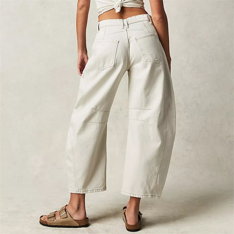 Lavisa - Women's High-Waist Barrel-Leg Relaxed-Fit Denim Jeans