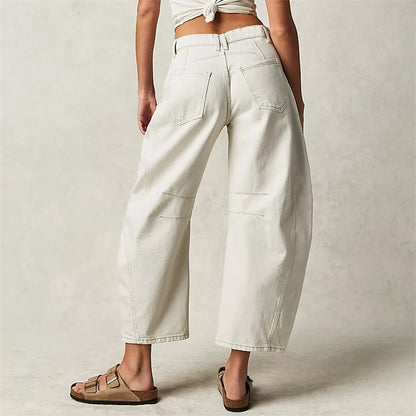 Lavisa - Women's High-Waist Barrel-Leg Relaxed-Fit Denim Jeans