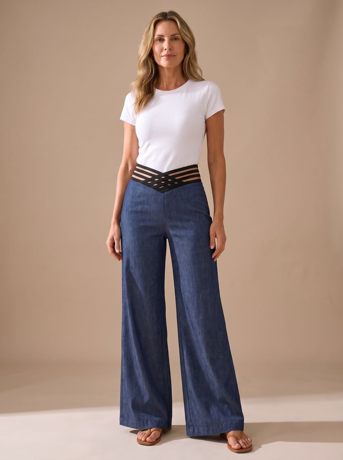 Lavisa - Womens Crossover Waistband Wide Leg Pants