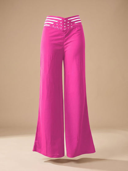 Lavisa - Womens Crossover Waistband Wide Leg Pants