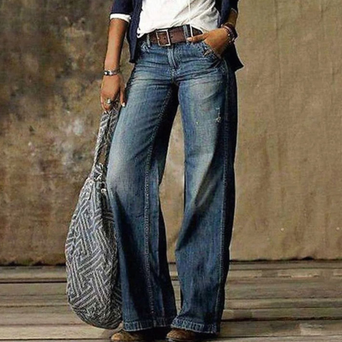 Lavisa - Womens High Waist Wide Leg Jeans