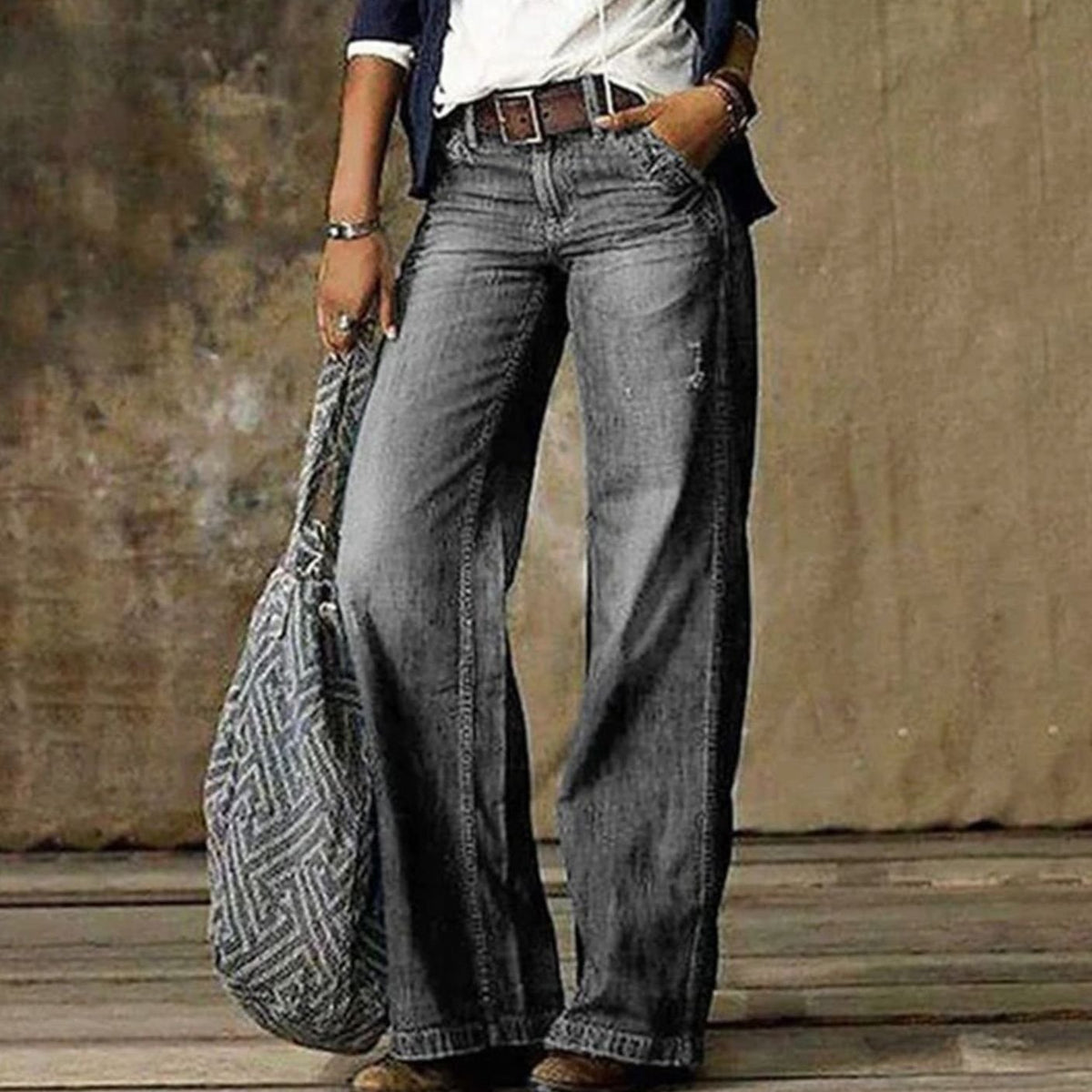 Lavisa - Womens High Waist Wide Leg Jeans