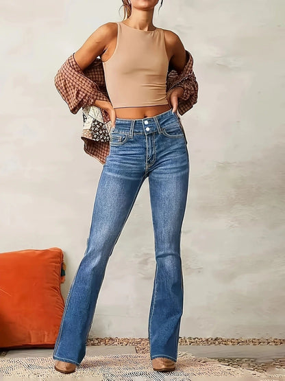 Women's High-Waist Sculpted Flare Jeans - Sole & Material View | Lavisa