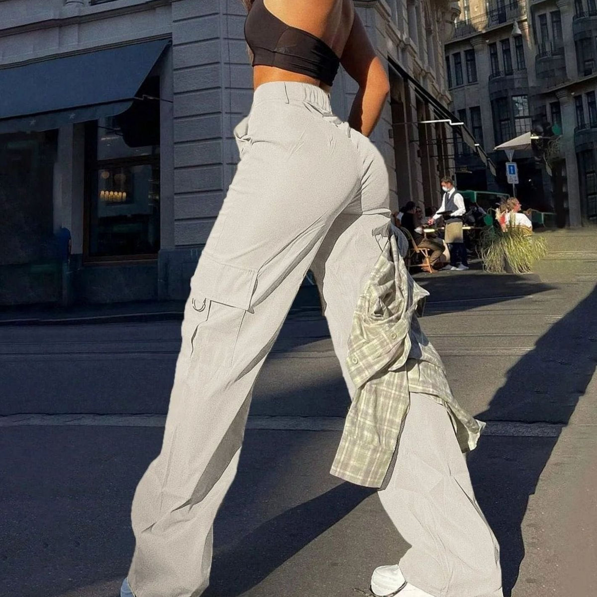 Lavisa - Womens High Waisted Wide Leg Cargo Pants