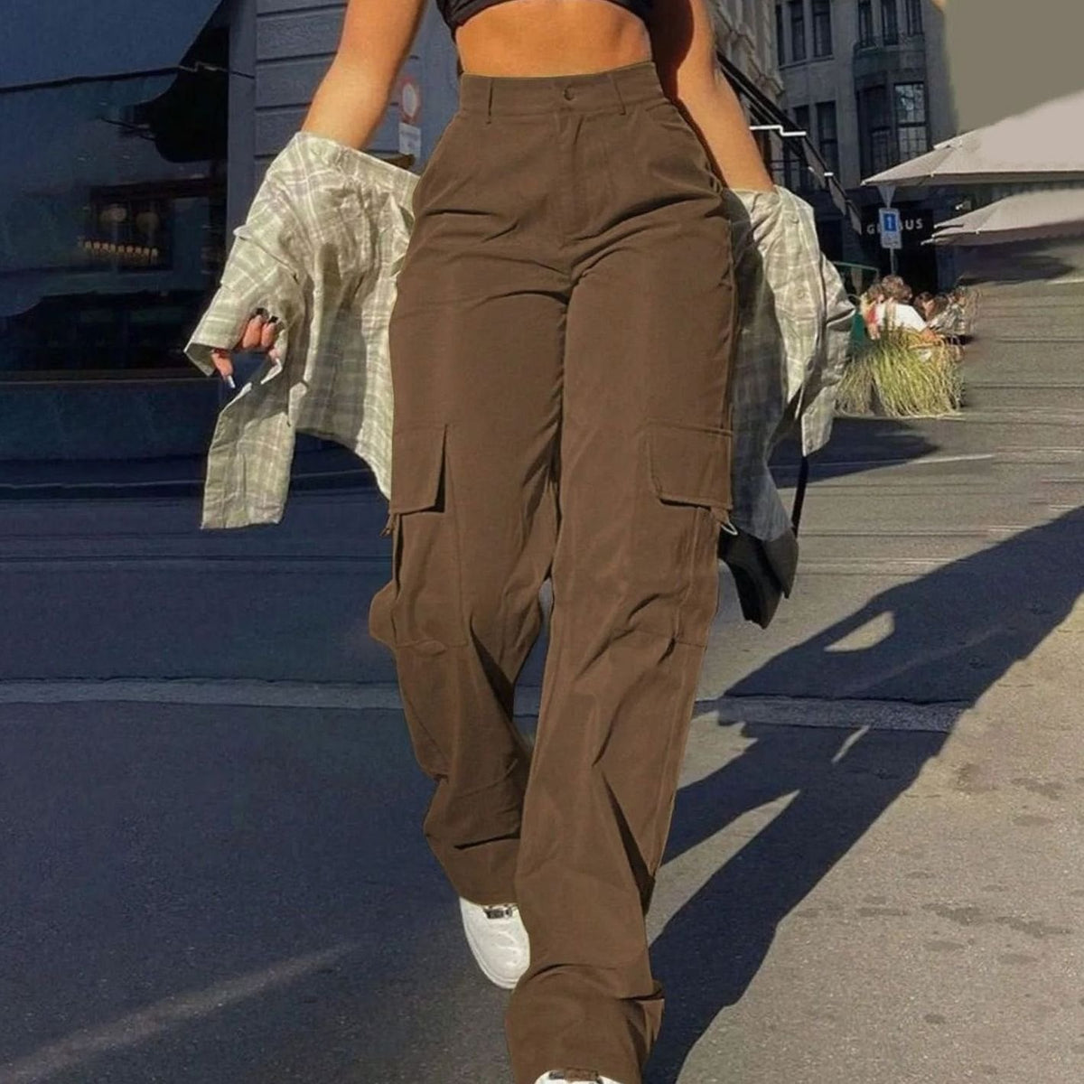 Lavisa - Womens High Waisted Wide Leg Cargo Pants