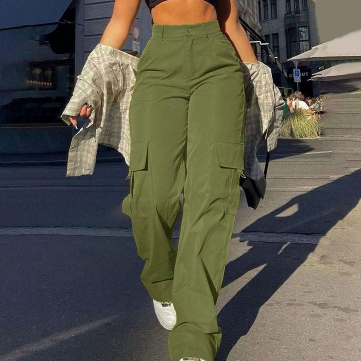 Lavisa - Womens High Waisted Wide Leg Cargo Pants