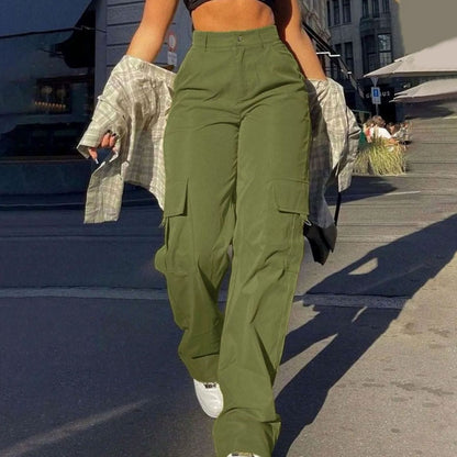 Lavisa - Womens High Waisted Wide Leg Cargo Pants