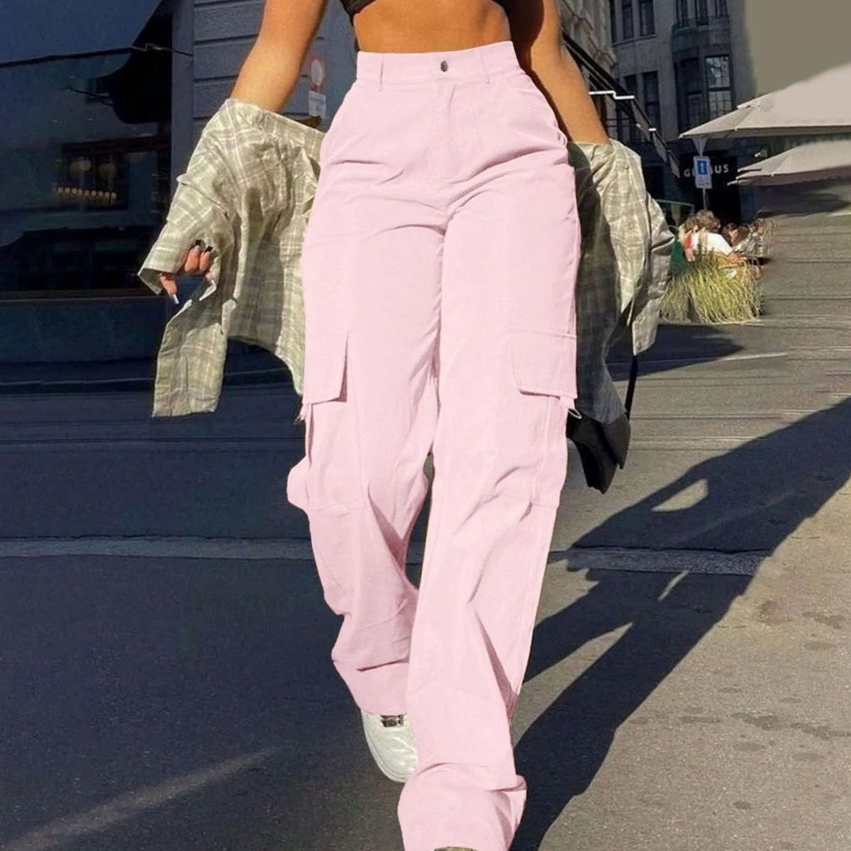 Lavisa - Womens High Waisted Wide Leg Cargo Pants