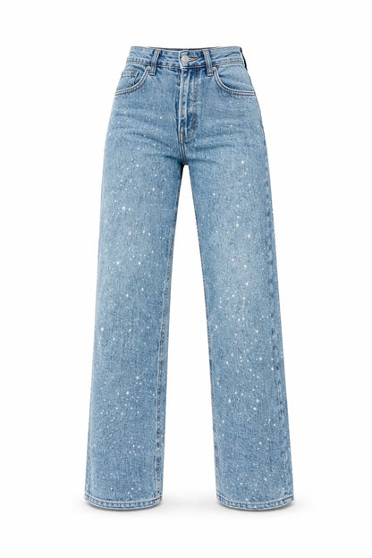 Women's High-Waist Wide-Leg Glitter Denim Jeans - Variant Style 10 | Lavisa