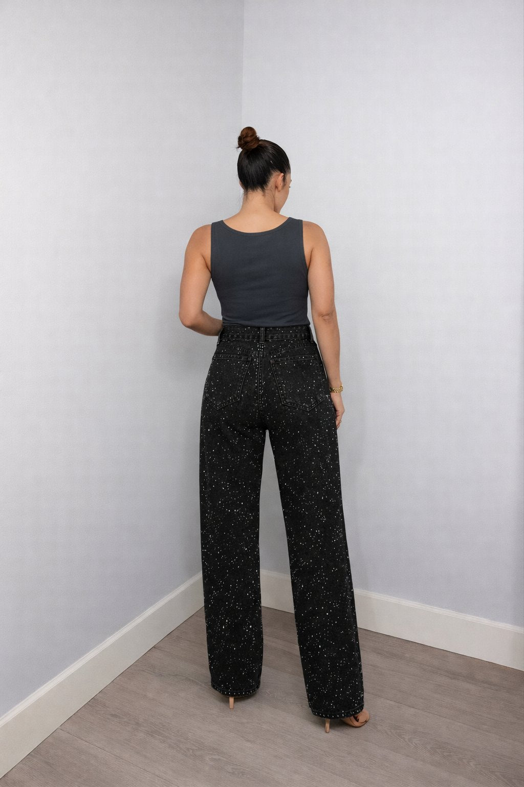 Women's High-Waist Wide-Leg Glitter Denim Jeans - Variant Style 11 | Lavisa