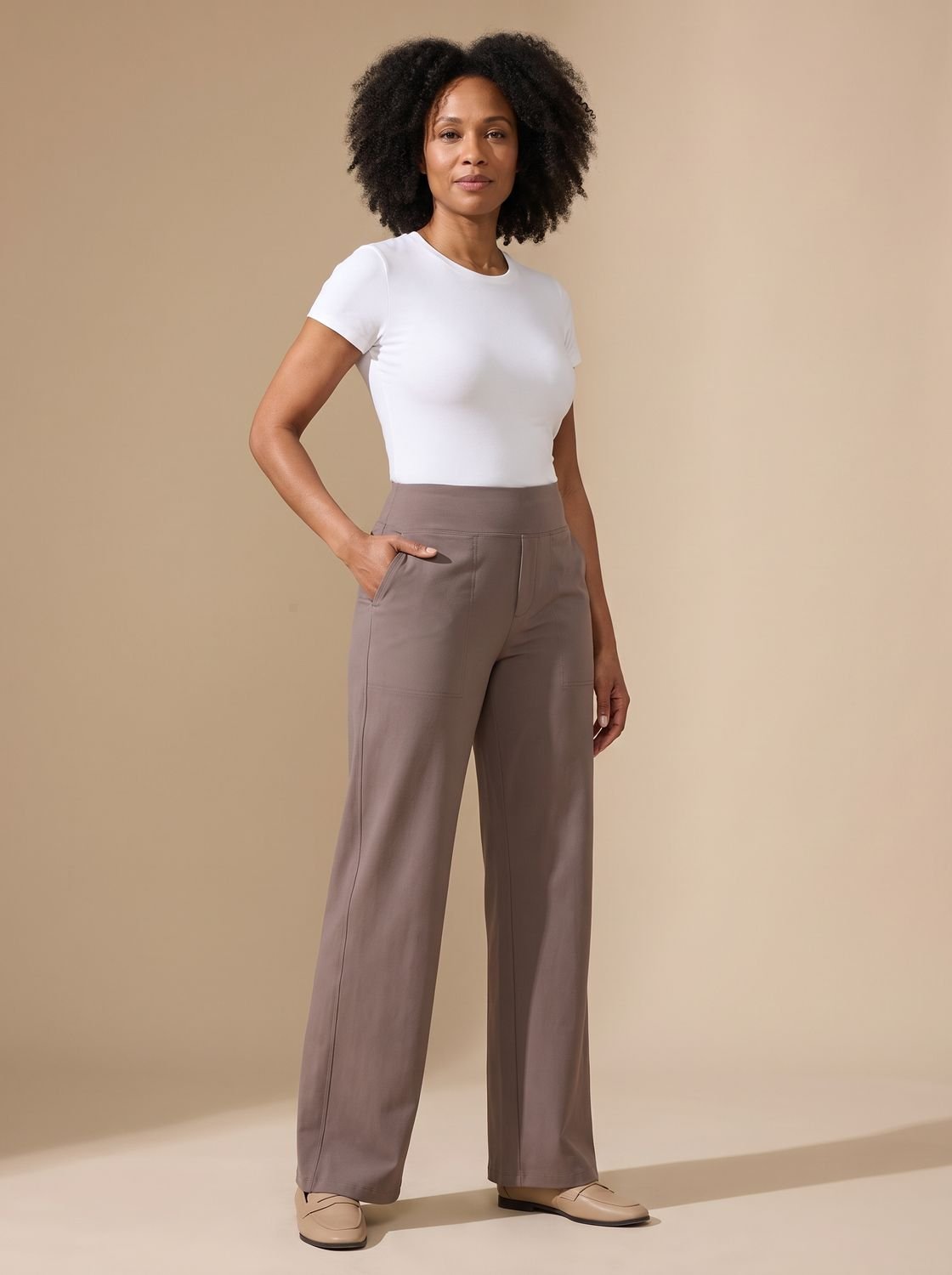 Lavisa - Womens High Waist Wide Leg Stretch Pants