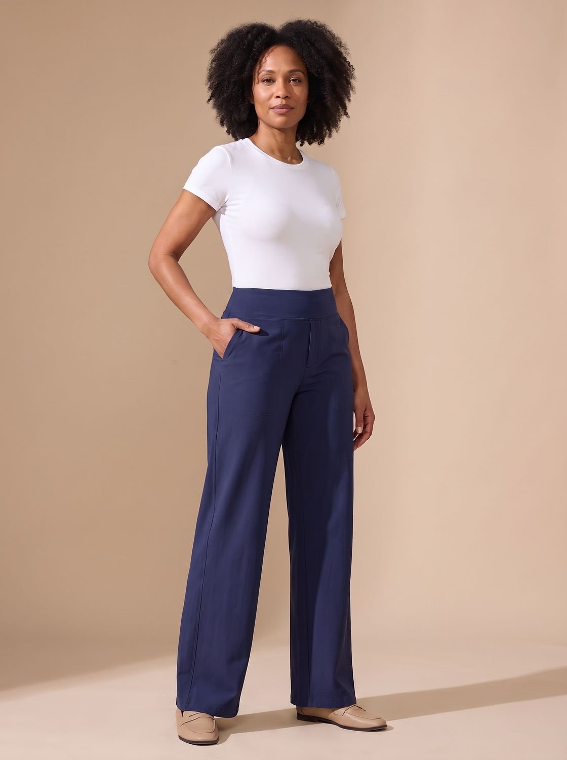Lavisa - Womens High Waist Wide Leg Stretch Pants