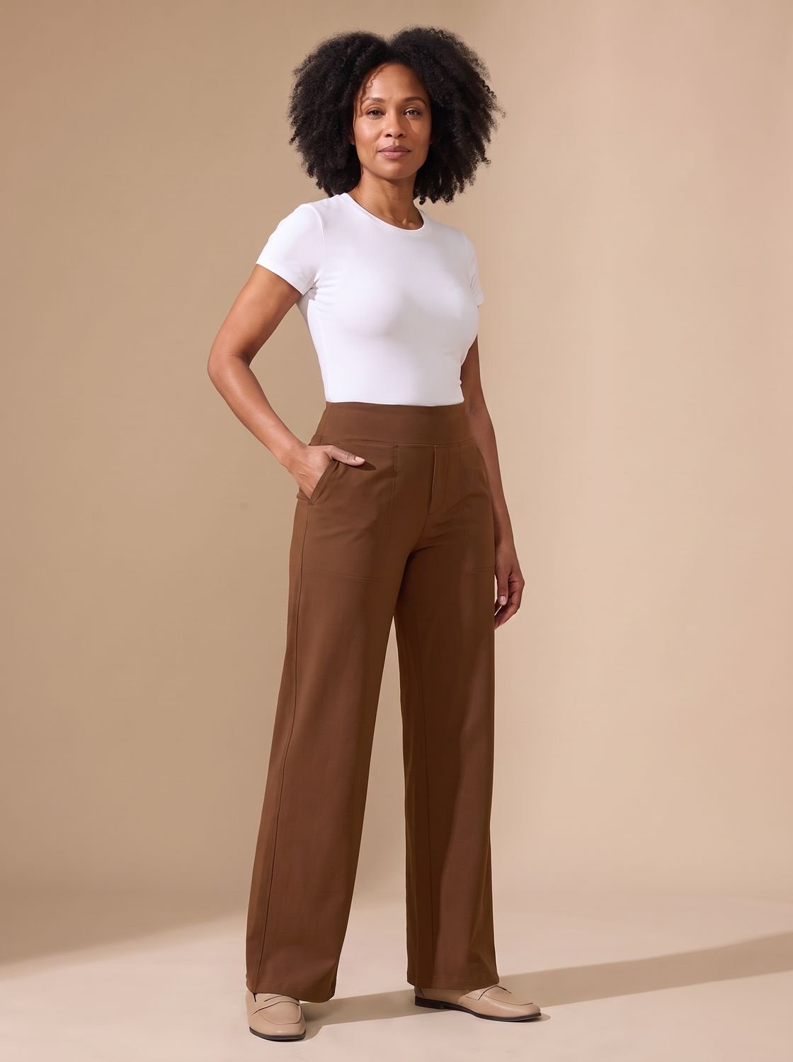 Lavisa - Womens High Waist Wide Leg Stretch Pants